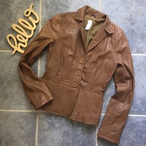 Aqua Vintage Genuine Leather Jacket Tan S 4